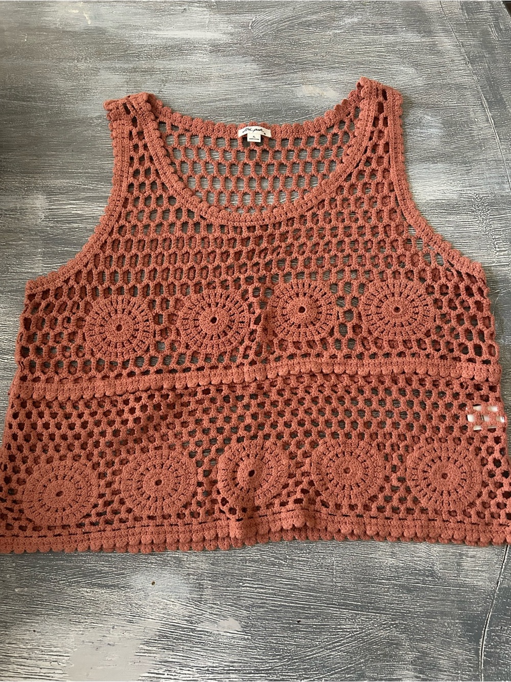 Ultra Pink Crochet Tank Top - Rusty Terracotta